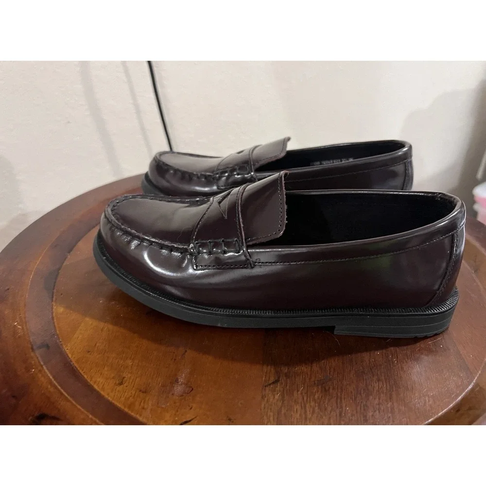 Florsheim Kids Croquet Penny‎ Loafer Burgundy Leather Slip On Shoes Dress 3.5 W